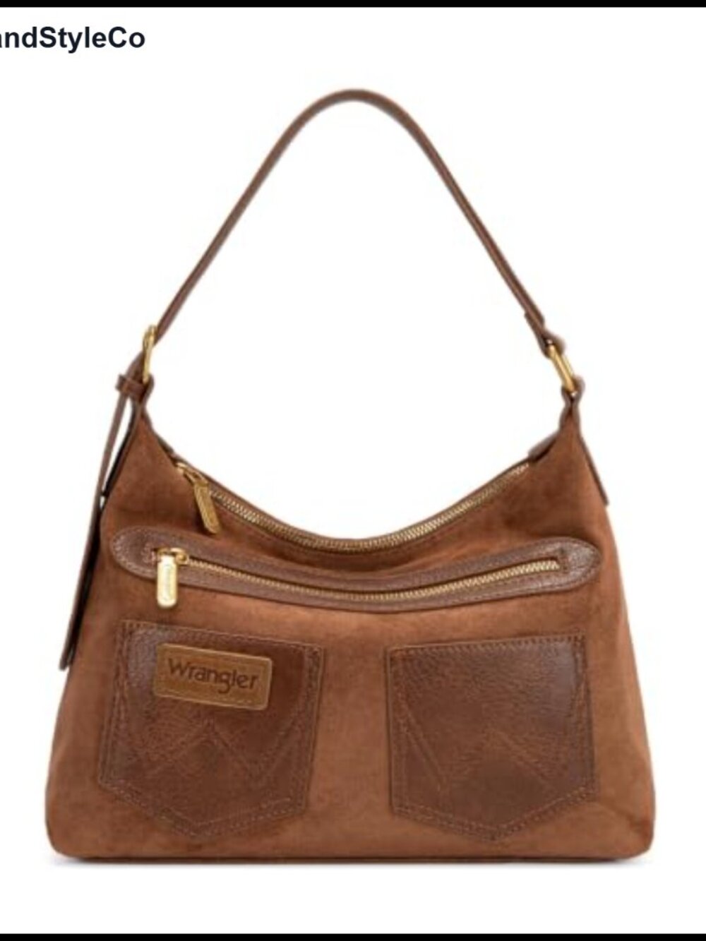 Wrangler Slouchy Shoulder Bag Faux Suede Crescent Hobo Purse